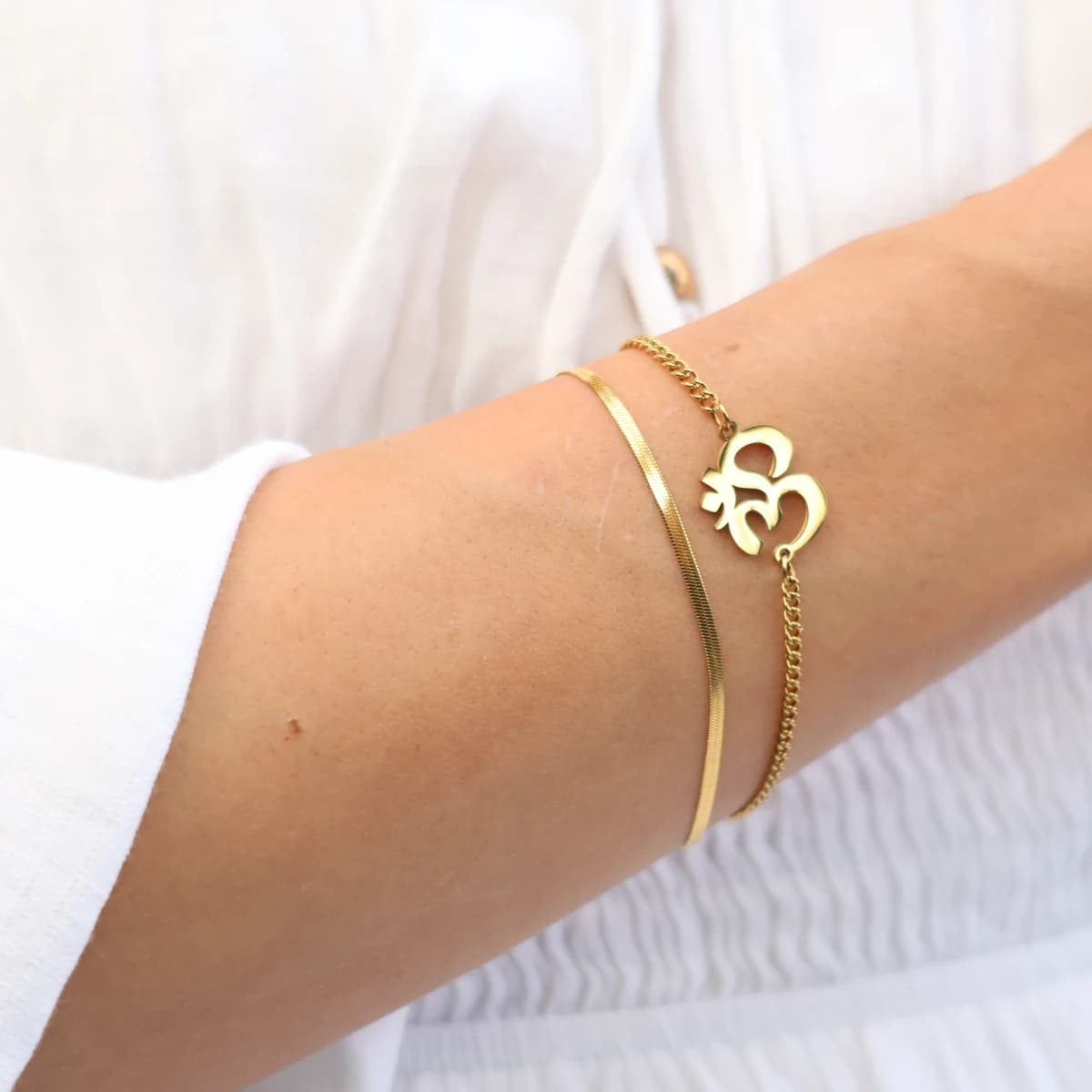 Om bracelet worn