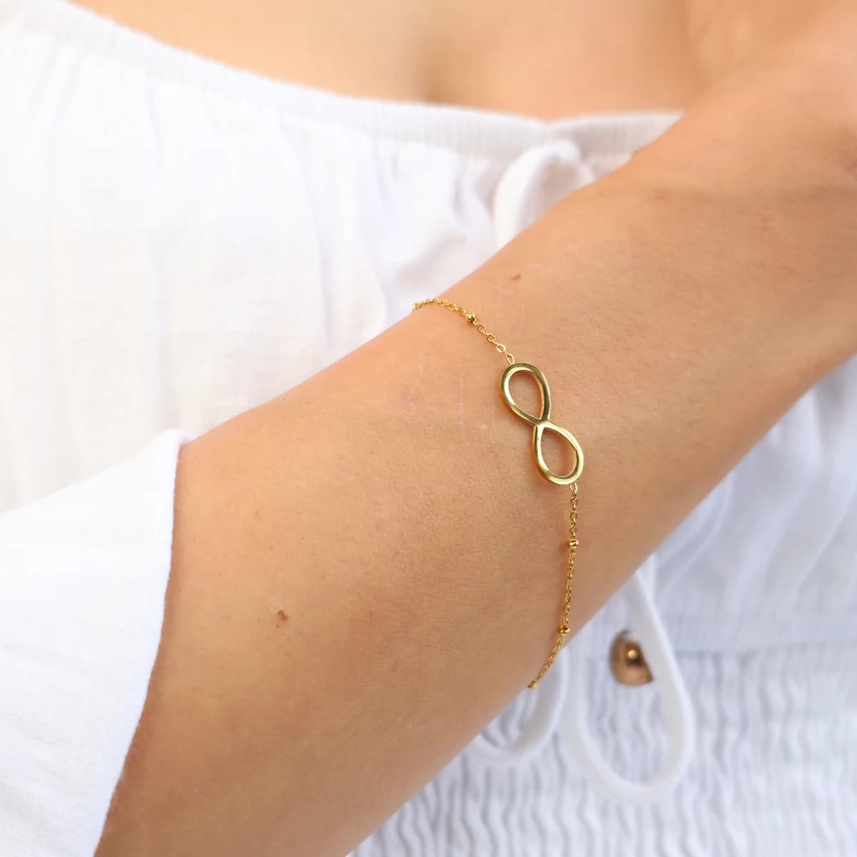 Infinity bracelet worn