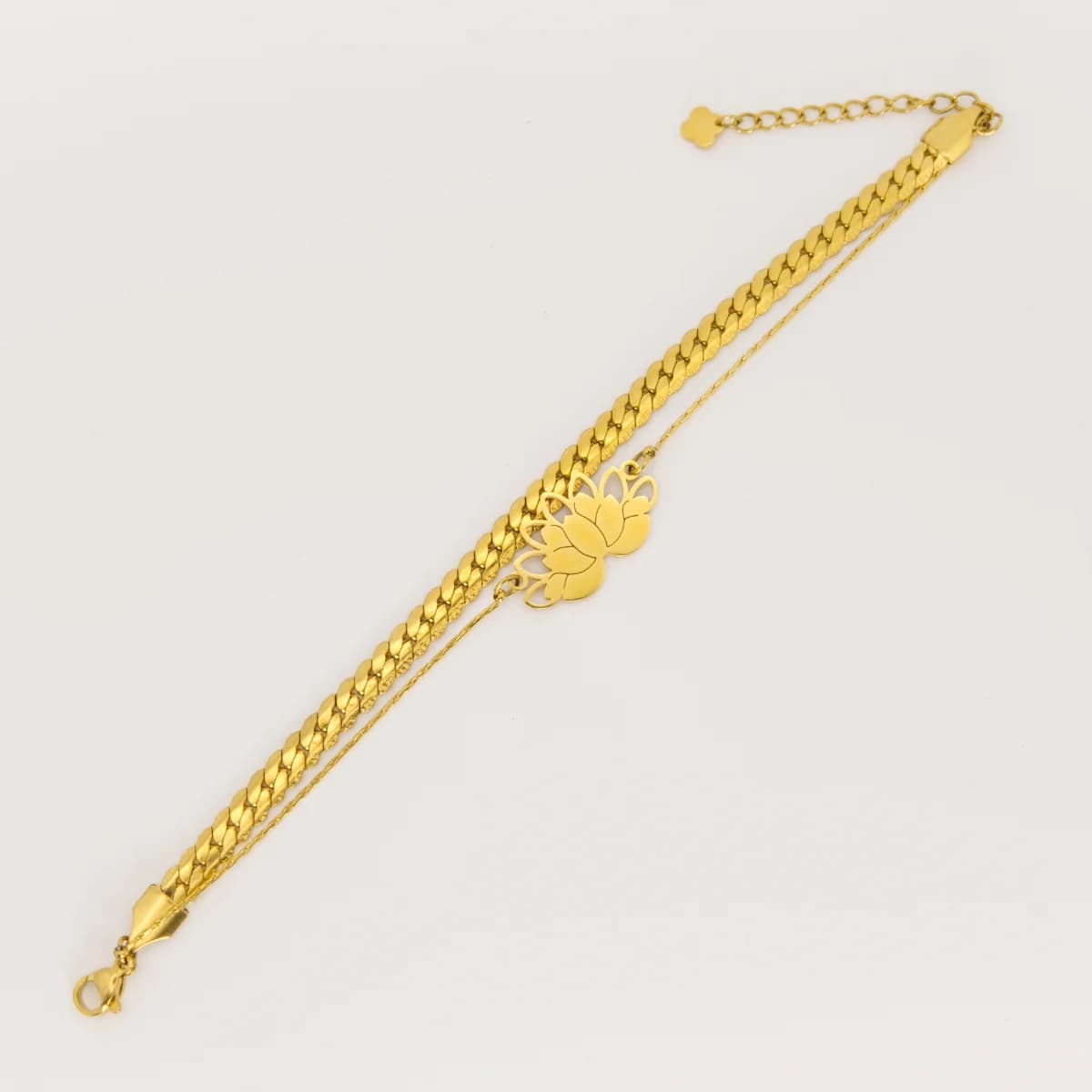 Lotus bracelet laid flat